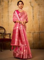 Tissue Silk Pink Traditional Wear Weaving Saree